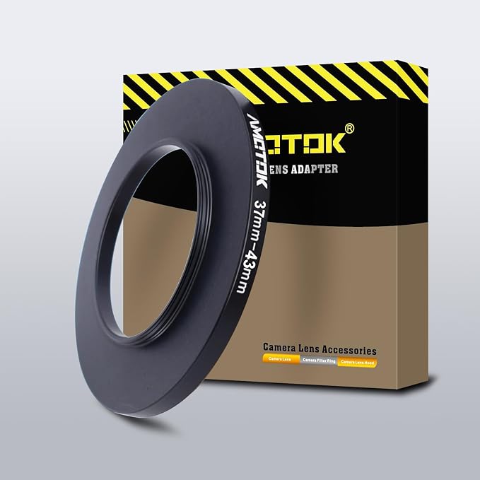 37mm Lens to 43mm Camera Lens Adapter, 37mm to 43mm Filter Step-up Ring Adapter by AMOTOK