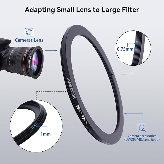 86mm Lens to 72mm Camera Lens Adapter, 86mm-72mm Filter Step-Down Ring - Image 5