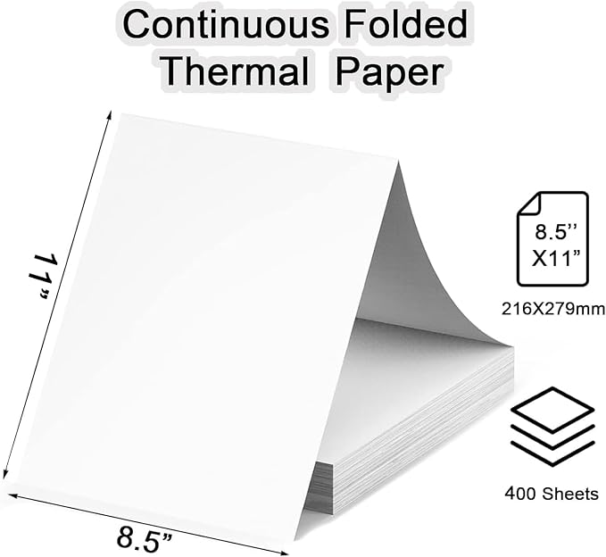 400-Sheet Thermal Printer Paper 8.5 x 11 white Continuous Folded Paper 8.5 x 11 - Image 4