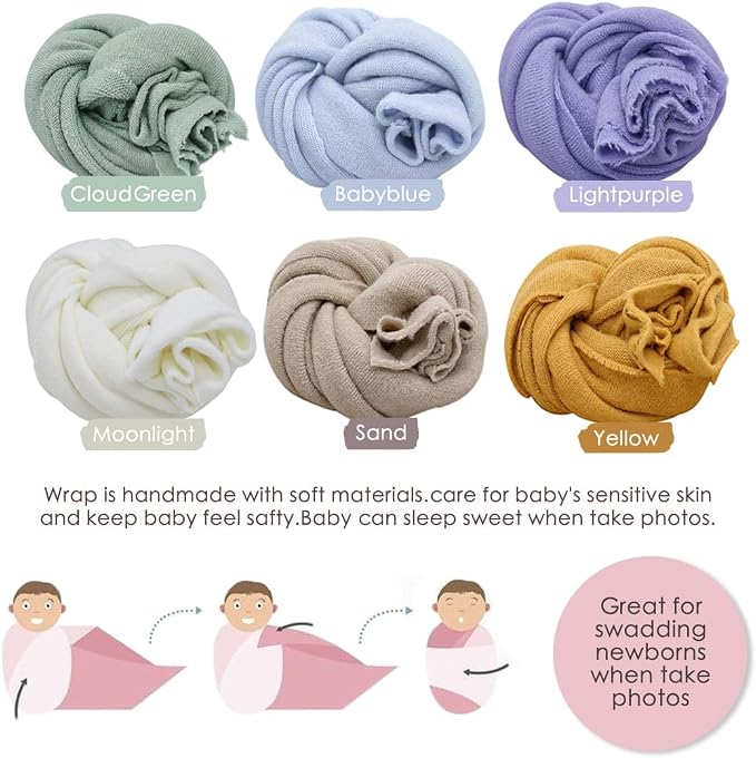 Newborn Posing Wrap Newborn Photography Props Soft Stretch Knit Blanket - Image 6