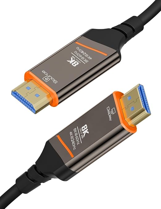 Fiber Optic HDMI Cable 6FT, 8K HDMI 2.1 Cable, High-speed 48Gbps, Support by DICEKOO