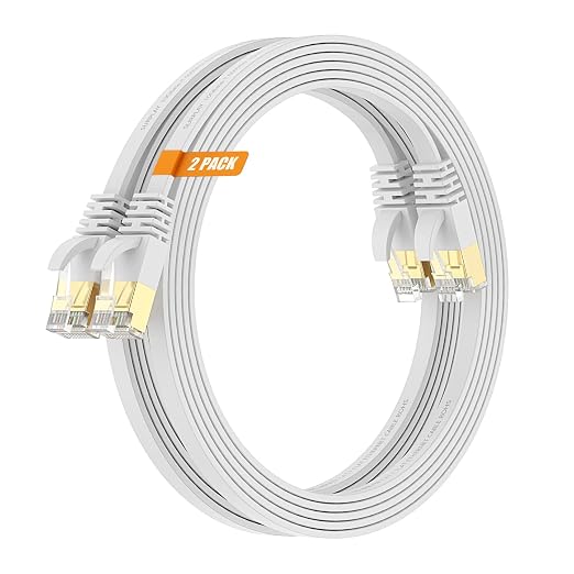 Cat7 6FT-2Pack Ethernet Cable Flat-White-10Gbps High Speed Ultra Slim Network by SURPLAY-WinningHighSpeed