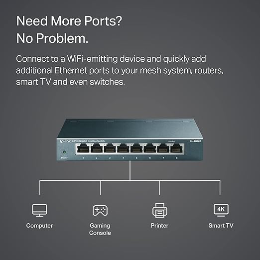 TP-Link 8 Port Gigabit Ethernet Network Switch | Ethernet Splitter | Sturdy - Image 3