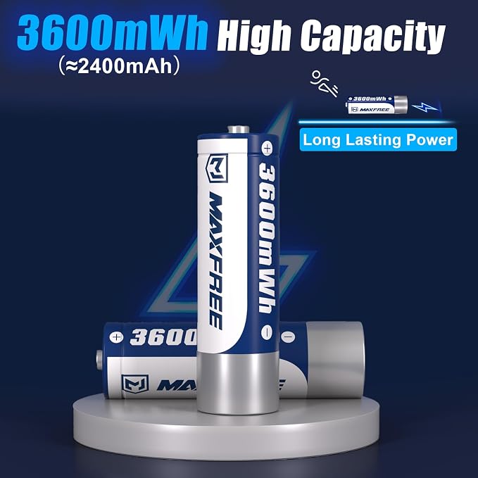 Maxfree Rechargeable Lithium AA Batteries, Cycle Times Up to 2500 – - Image 2
