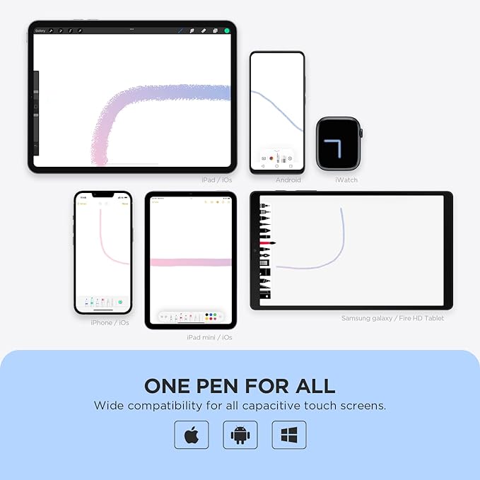 Pen for Tablet, Capacitive Disc Tip Stylus Pencil & Magnetic Cap Compatible - Image 2