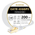 BUSOHE Cat 8 Ethernet Cable 200 FT, 40Gbps 2000Mhz High Speed Flat Cat8 Cable by BUSOHE