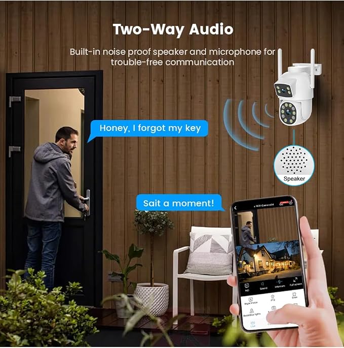 EVERSECU Dual Lens Linkage 6MP WiFi PTZ Security Camera Outdoor, 360° View - Image 5