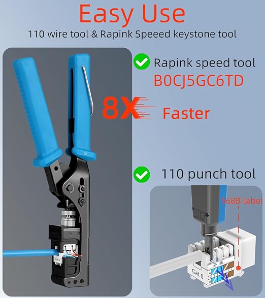 Rapink RJ45 Keystone Jack Cat6 10G Support, Keystone Jacks UTP 10 Pack - Image 4