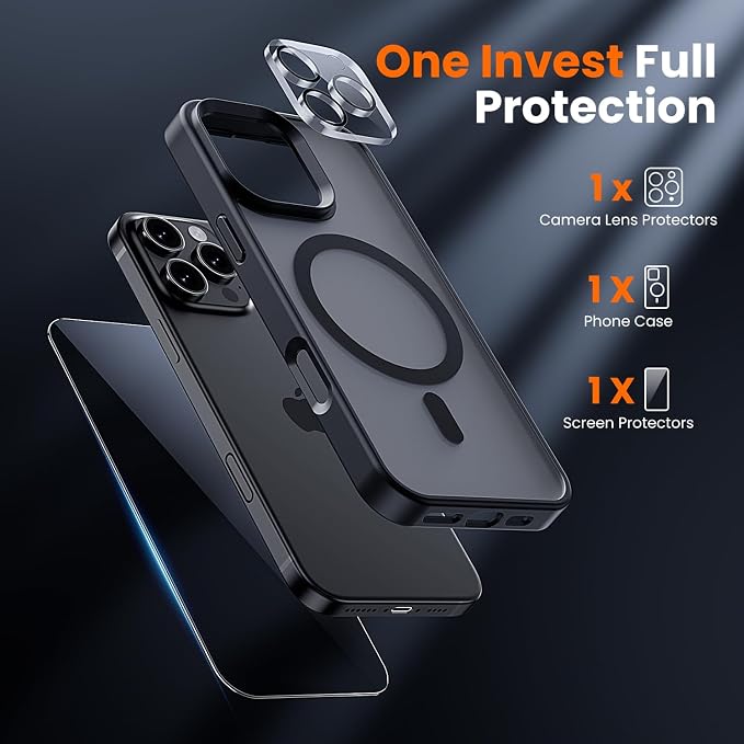 toushion Case for iPhone 16 Pro Matte Black | 3 in 1, - Image 2
