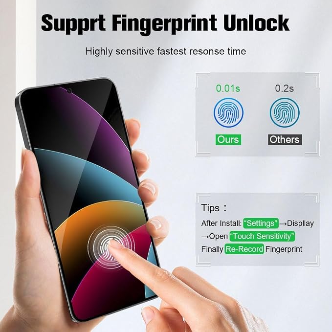 2 Pack Galaxy S25 Anti spy Privacy Screen Protector, 9H Tempered Glass - Image 6
