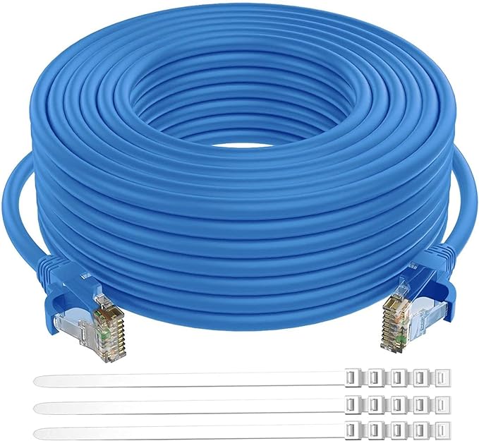 Adoreen Cat 6 Ethernet Cable 40 Ft-Blue, Outdoor & Indoor Snagless Long Round by Adoreen