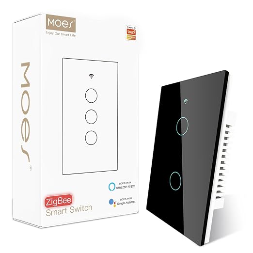 MOES Zigbee Smart Switch 2 Gang, Require MOES Zigbee Hub and Neutral Wire by MOES