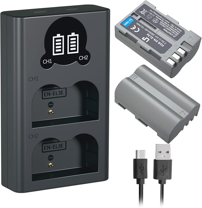 LP EN-EL3e Battery 2-Pack and Charger by LP