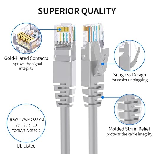 Cat 6 Ethernet Cable 15 ft Network RJ45 Unshielded Cat6 Patch Cable Internet - Image 3