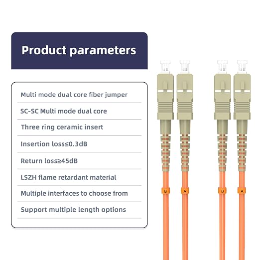 OM1 SC/UPC to SC/UPC Fiber Patch Cable 100M/328FT Multimode Duplex 62.5/125μm - Image 4