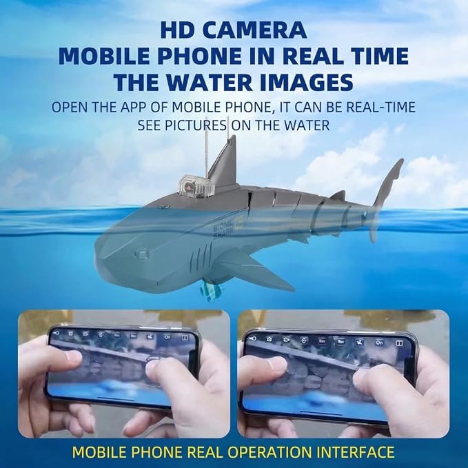 Remote Control Shark Pool with HD Underwater Camera, 2.4G Electric RC Fish Boat - Image 4