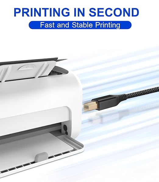 sweguard Printer Cable 10ft 2-Pack, USB Printer Cord USB 2.0 Type A Male to B - Image 3