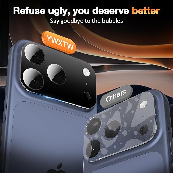 YWXTW [0 Bubbles for iPhone 17 Pro Camera Lens Protector, Full Coverage - Image 2