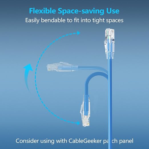 CableGeeker Patch Cables Cat6a 2ft Slim, Cat6 Ethernet Patch Cable 10G Support - Image 3