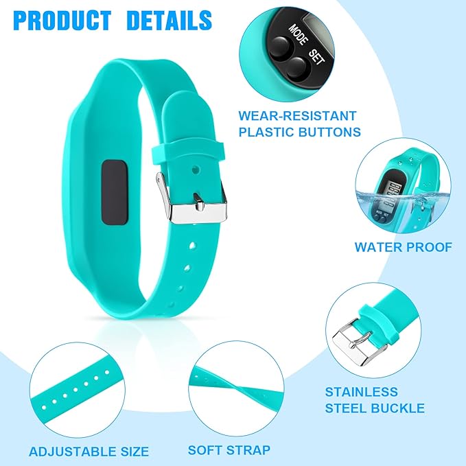 Silicone Fitness Tracker Watch 3 Pcs Walking Running Pedometer Calorie Burning - Image 3