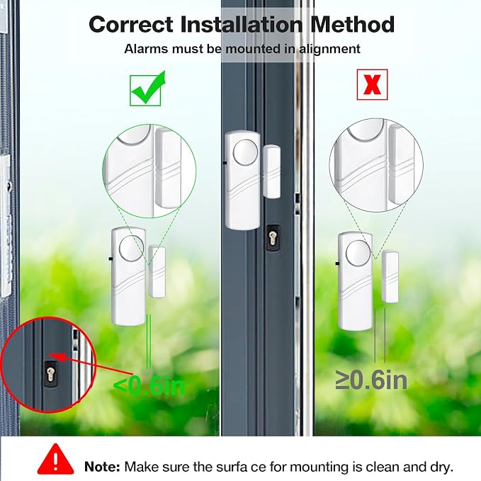Security Door Window Alarm, 90DB Wireless Sensor Door Window Burglar Alarm - Image 5