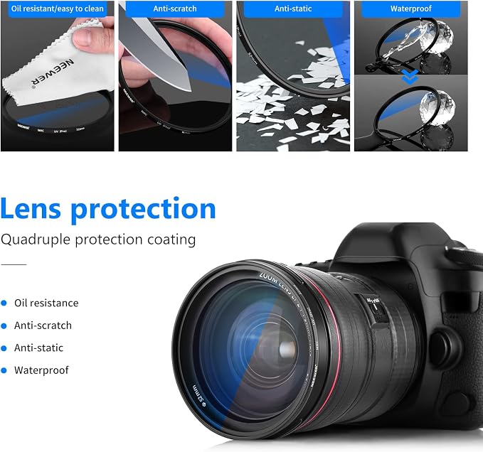 NEEWER 52mm MRC UV Protection Filter 30 Layer Multi Resistant Nano Coatings/HD - Image 6