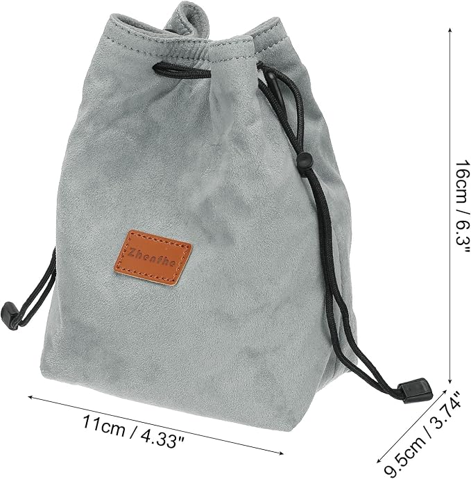 PATIKIL Camera Lens Pouch, S Size Drawstring Lens Case Flannel Camera Lens - Image 2