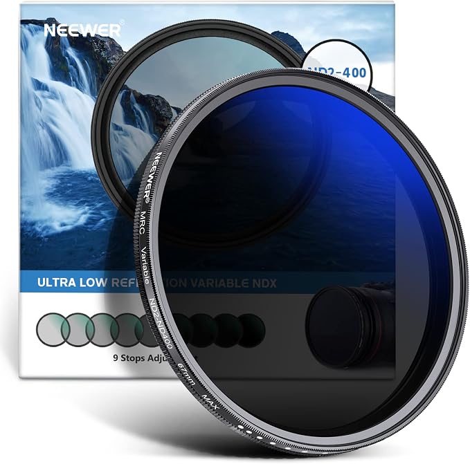 NEEWER 67mm Variable ND Filter ND2-ND400, Neutral Density Filter, Water and by Neewer