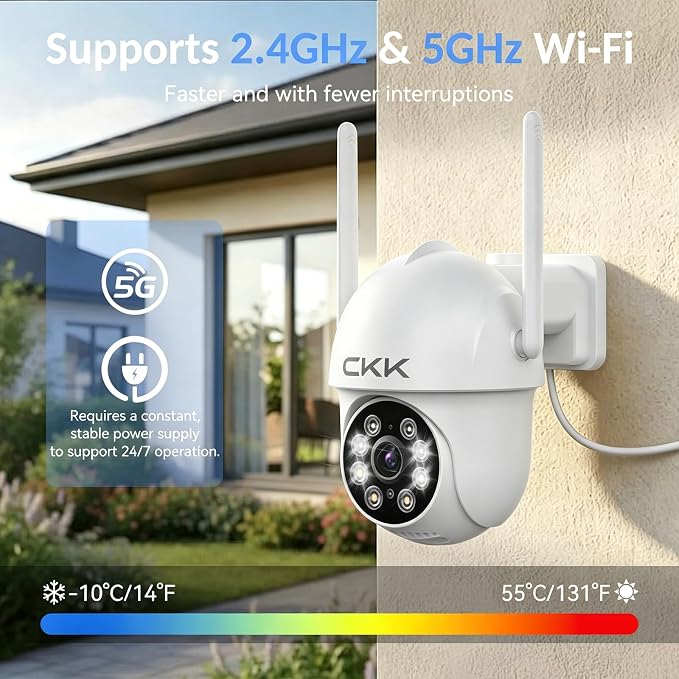 CKK 2K Security Cameras Outdoor 4Pack, 2.4G/5G WiFi Home Security Cameras - Image 9