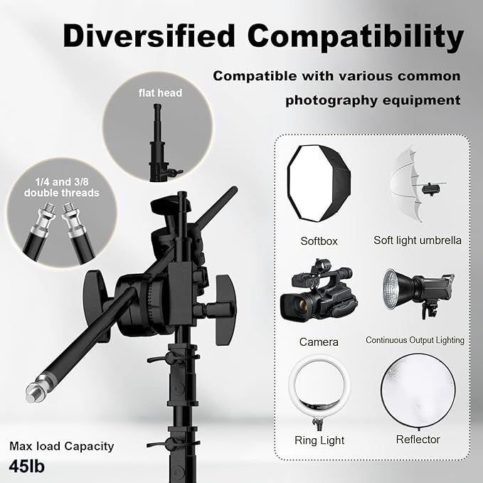 C Stand with Boom Arm, Photography Light Stand Kit - Image 4