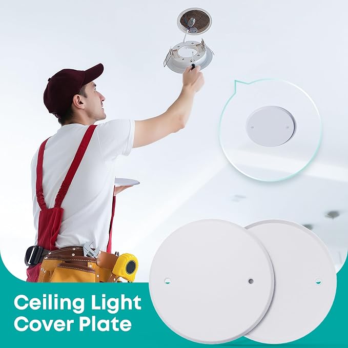 10 Pcs Smoke Detecte Cover Plate, 5 Inch Metal Round Blank Ceiling Cover Plate - Image 3