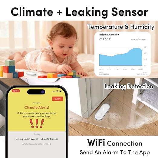 Water Leak Detector+Climate Sensor, Hygrometer Thermometer - Image 2