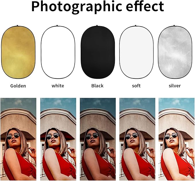 Godox 24″x36″/60x90cm Collapsible Photography Light Reflector, 5-in-1 Oval - Image 2