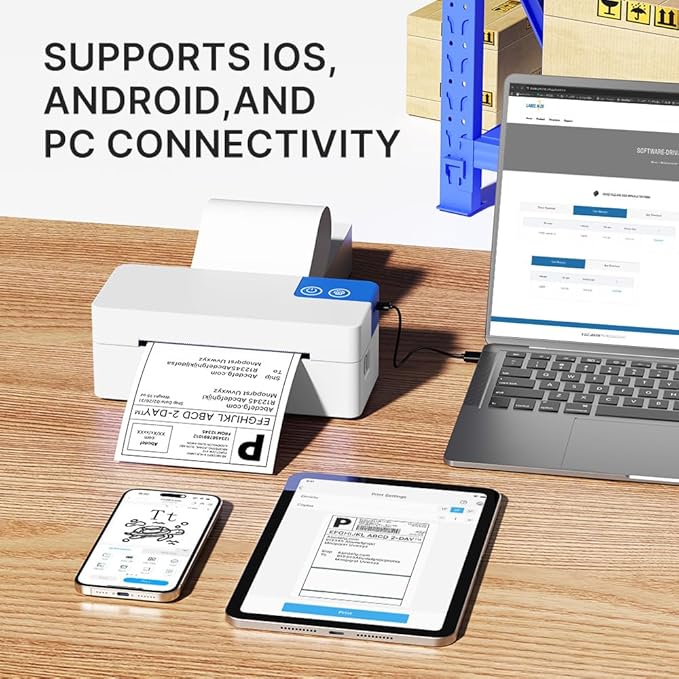Bluetooth Thermal Shipping Label Printer, 4x6 Portable Direct Thermal Printer - Image 3
