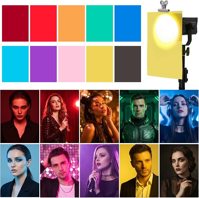 Lystaii 9pcs Gel Light Filter Color Correction Colored Overlays Transparent - Image 4