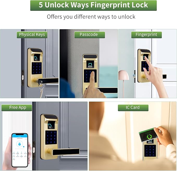 Smart Door Lock, Heavy Duty 5 in 1 Keyless Entry Door Lock, Full App Control - Image 5