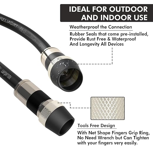 30ft RG6 Coaxial Cable, 75 Ohm TV Coax Cable - Image 5