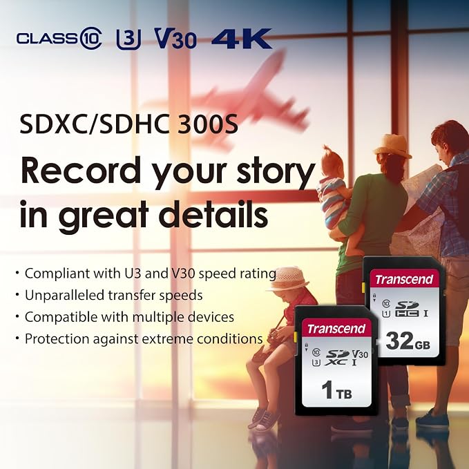 Transcend SDC300S 512GB SDXC SD Card, UHS-I U3 V30, 4K UHD & Full HD - Image 3