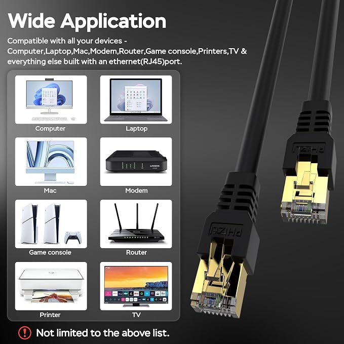 Ethernet Cable 15ft, Cat7 Cat7 3Ft 15Ft 25Ft 50Ft 100Ft 125Ft 150Ft 175Ft 200Ft - Image 7