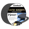 Cat 8 Ethernet Cable 75FT, High-Speed Braided Internet Cable Network Cord by XimhunEthernetCable
