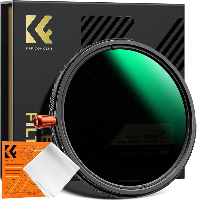 K&F CONCEPT 72mm Black Diffusion Mist Effect 1/4 & Variable ND2-32 & Circular by KFCONCEPT