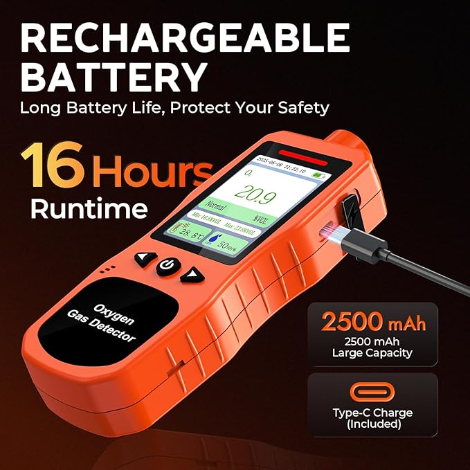 Portable Oxygen Detector 0-30%, Rechargeable O2 Monitor - Image 5
