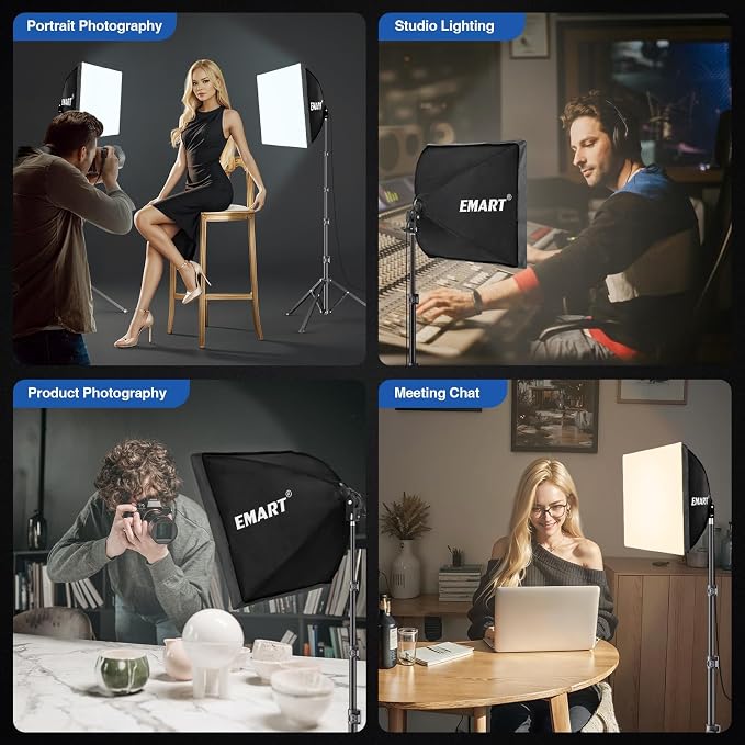 EMART Softbox Lighting Kit, 3000K-6000K 85W LED Bulbs - Image 7