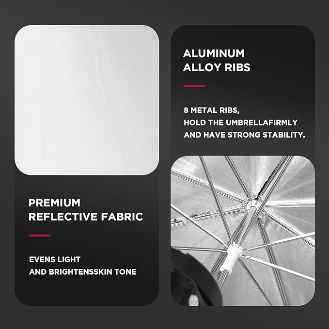 43" Black/Silver Reflective Umbrella Kit - Image 5