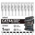 Jadaol Cat6a Ethernet Cable 1 ft 10 Pack, Slim 10G 550MHz 28AWG Patch Cable by Jadaol