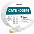Jadaol Cat 8 Ethernet Cable 75 ft, 40Gbps 2000MHz Flat RJ45 S/FTP LAN Patch by Jadaol
