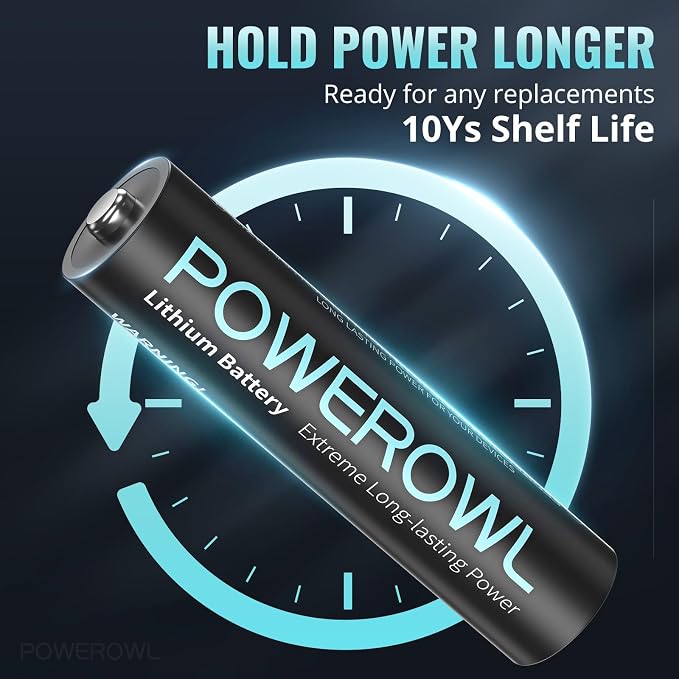 POWEROWL AA Lithium Batteries 4 Pack, 3400mAh High Capacity 1.5V Double A - Image 5