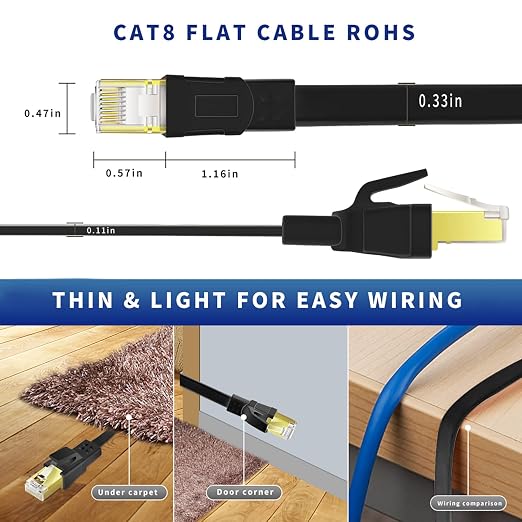 CAT8 Ethernet Cable 15ft, High Speed Heavy Duty Cat8 LAN Network Cable 40Gbps - Image 3