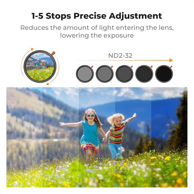 K&F CONCEPT 82mm Black Diffusion Mist Effect 1/4 & Variable ND2-32 & Circular - Image 5
