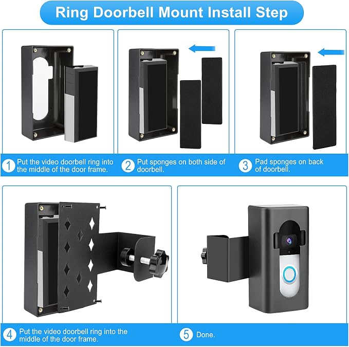 Anti-Theft Video Doorbell Door Mount, Doorbell No-Drill Mount Fit - Image 6